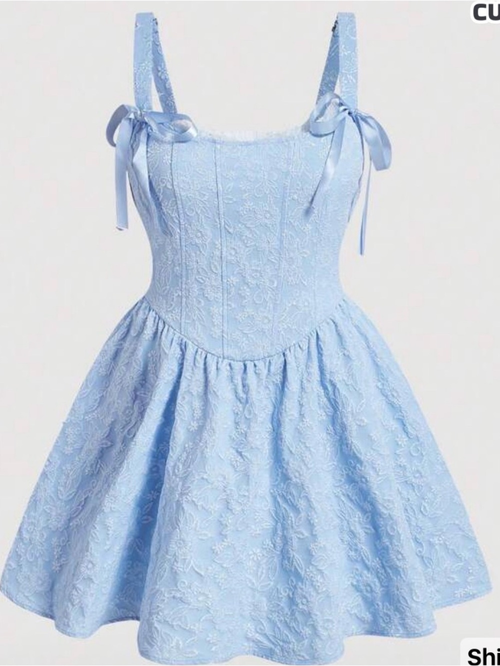 SHEIN Light Blue Bow Strap Sundress